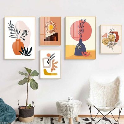 File in lụa File tranh treo 5 tấm tối giản Minimalist Art TT2153 (phong cảnh) File tranh treo 5 tấm tối giản Minimalist Art TT2153