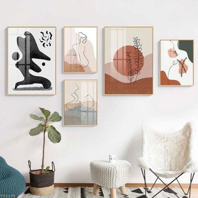 File tranh in tráng gương File tranh treo 5 tấm tối giản Minimalist Art TT2175 (siêu nét)