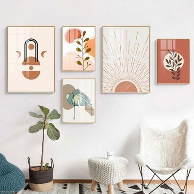 Download file gốc File tranh treo 5 tấm tối giản Minimalist Art TT2195 (in lụa) hoa lá