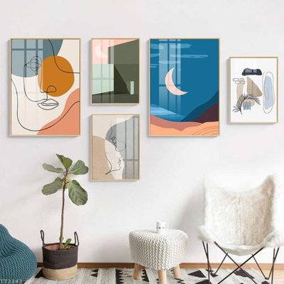 File gốc File tranh treo 5 tấm tối giản Minimalist Art TT2243 (in lụa) cao cấp