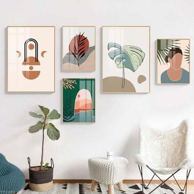 File gốc File tranh treo 5 tấm tối giản Minimalist Art TT2283 (in tráng gương) hiện đại