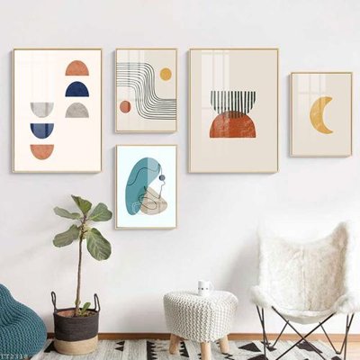 File gốc File tranh treo 5 tấm tối giản Minimalist Art TT2318 (in lụa) tranh thuận buồm