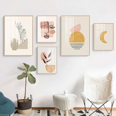 File tranh File tranh treo 5 tấm tối giản Minimalist Art TT2324 (bản gốc) in lụa 3D