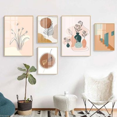 File tranh in trần File tranh treo 5 tấm tối giản Minimalist Art TT2343 (ảnh gốc siêu nét)