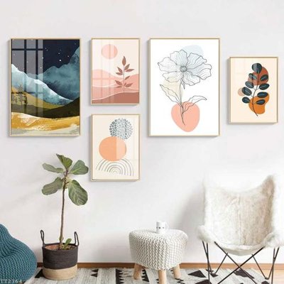 File in trần File tranh treo 5 tấm tối giản Minimalist Art TT2364 (bản gốc) đại dương
