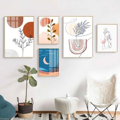 File ảnh File tranh treo 5 tấm tối giản Minimalist Art TT2462 (gốc) cho trang trí nhà hàng