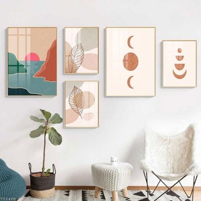 Hình ảnh file gốc in trần nhà File tranh treo 5 tấm tối giản Minimalist Art TT2470