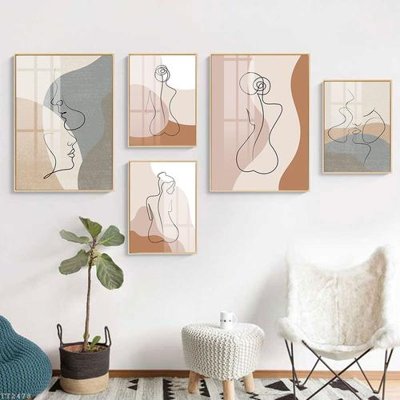 File gốc File tranh treo 5 tấm tối giản Minimalist Art TT2478 (in tráng gương) ốp tường