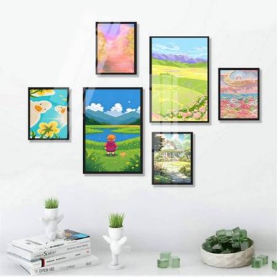 File gốc in ấn File tranh bộ 6 tấm hoa décor 5D TT25002 chuẩn màu CMYK
