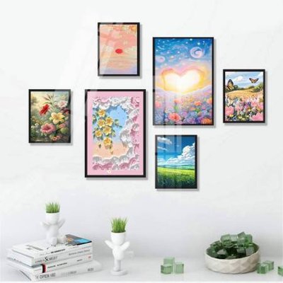 File in trần File tranh bộ 6 tấm hoa décor 5D TT25010 (bản gốc 3D) sống động