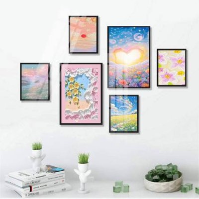 File gốc File tranh bộ 6 tấm hoa décor 5D TT25021 (in lụa) tranh phong thủy