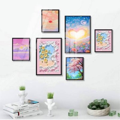 File tranh gốc File tranh bộ 6 tấm hoa décor 5D TT25023 (bản đẹp) độc quyền