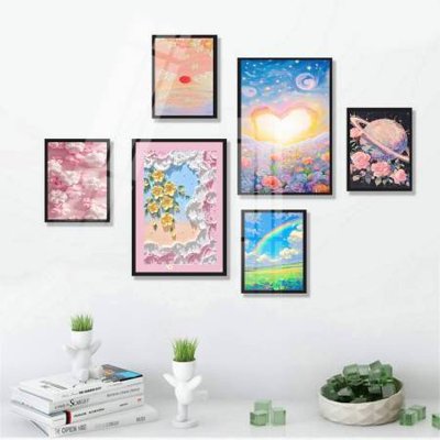 File tranh File tranh bộ 6 tấm hoa décor 5D TT25029 (gốc) chủ đề trừu tượng