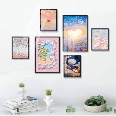 File gốc File tranh bộ 6 tấm hoa décor 5D TT25046 (in ấn) không giới hạn