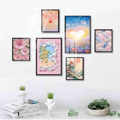 File tranh in trần File tranh bộ 6 tấm hoa décor 5D TT25047 (ảnh gốc siêu nét)