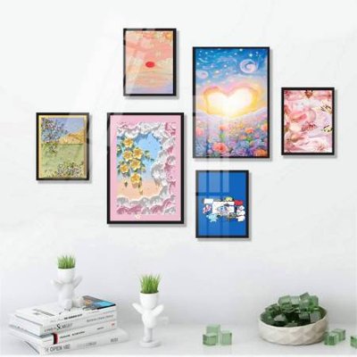 File gốc File tranh bộ 6 tấm hoa décor 5D TT25048 (PNG) nền trong suốt