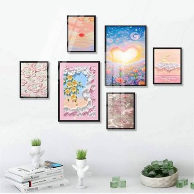 File gốc File tranh bộ 6 tấm hoa décor 5D TT25059 (trang trí) phòng làm việc