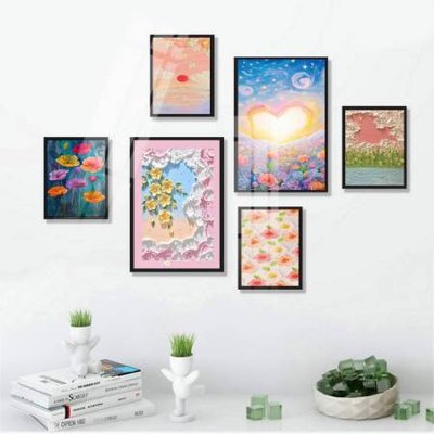 File gốc File tranh bộ 6 tấm hoa décor 5D TT25079 (ảnh chi tiết) để in trần