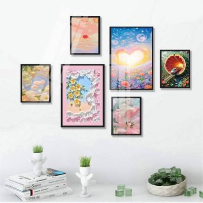 File gốc File tranh bộ 6 tấm hoa décor 5D TT25082 (trang trí) cho phòng khách