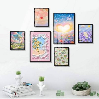 File gốc File tranh bộ 6 tấm hoa décor 5D TT25105 (in lụa) họa tiết 3D