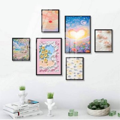 File tranh gốc in trần nhà File tranh bộ 6 tấm hoa décor 5D TT25131 3D