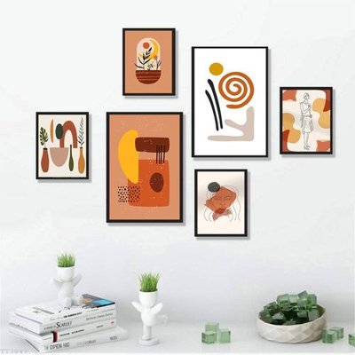File gốc File tranh treo bộ 6 tấm tối giản Minimalist Art TT3047 (in lụa) tranh mã đáo