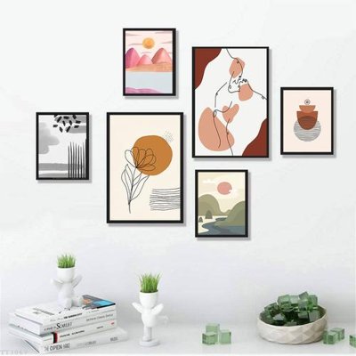 File gốc File tranh treo bộ 6 tấm tối giản Minimalist Art TT3067 (in 3D) nghệ thuật