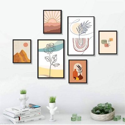 File gốc File tranh treo bộ 6 tấm tối giản Minimalist Art TT3072 (in 3D) nghệ thuật