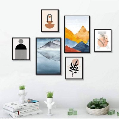 File tranh File tranh treo bộ 6 tấm tối giản Minimalist Art TT3086 (bản gốc) treo quán cafe