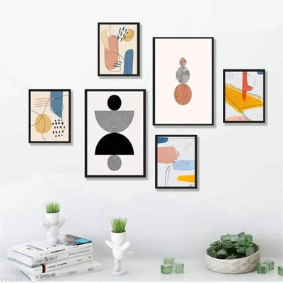 File tranh File tranh treo bộ 6 tấm tối giản Minimalist Art TT3118 (file gốc) chủ đề phong thủy