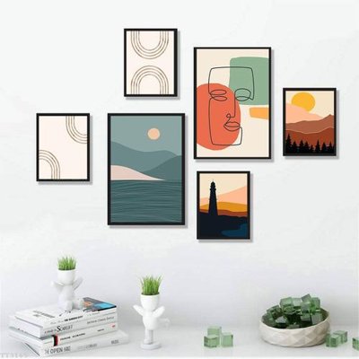 File in lụa File tranh treo bộ 6 tấm tối giản Minimalist Art TT3165 (chất lượng cao) File tranh treo bộ 6 tấm tối giản Minimalist Art TT3165
