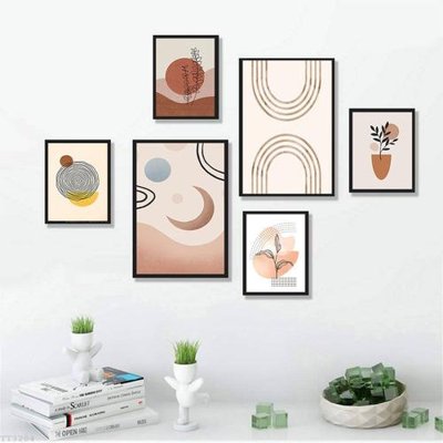 File tranh in trần 3D File tranh treo bộ 6 tấm tối giản Minimalist Art TT3204 (ảnh gốc)