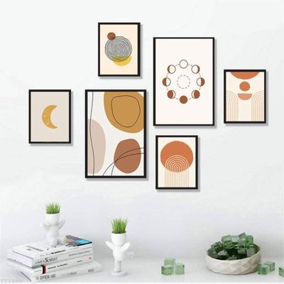 File gốc File tranh treo bộ 6 tấm tối giản Minimalist Art TT3205 (in tráng gương) hiện đại