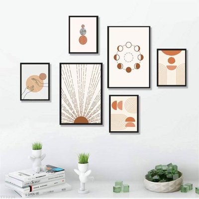 File gốc File tranh treo bộ 6 tấm tối giản Minimalist Art TT3226 (in 3D) nghệ thuật