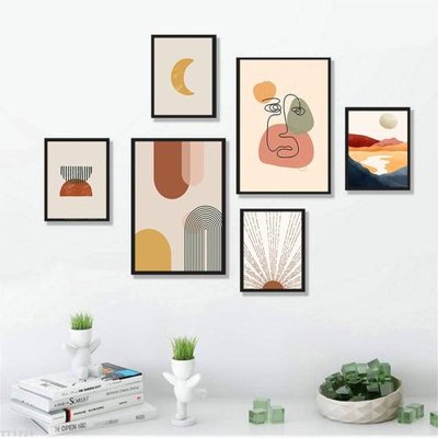 File in lụa File tranh treo bộ 6 tấm tối giản Minimalist Art TT3228 (chất lượng cao) File tranh treo bộ 6 tấm tối giản Minimalist Art TT3228