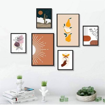File gốc File tranh treo bộ 6 tấm tối giản Minimalist Art TT3237 (in tráng gương) hiện đại