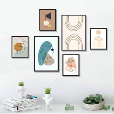 File tranh File tranh treo bộ 6 tấm tối giản Minimalist Art TT3323 (file gốc) chủ đề phong thủy