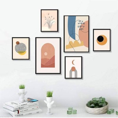 File in trần File tranh treo bộ 6 tấm tối giản Minimalist Art TT3335 (bản gốc) mây trời