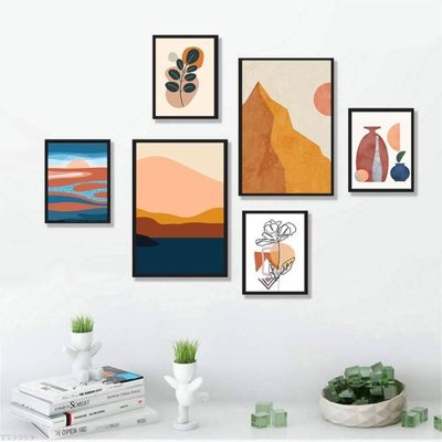 File gốc File tranh treo bộ 6 tấm tối giản Minimalist Art TT3359 (in lụa) tranh mã đáo