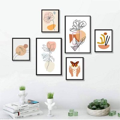 File tranh File tranh treo bộ 6 tấm tối giản Minimalist Art TT3368 (gốc) in vải canvas