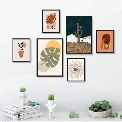 File gốc File tranh treo bộ 6 tấm tối giản Minimalist Art TT3385 (in tráng gương) nghệ thuật
