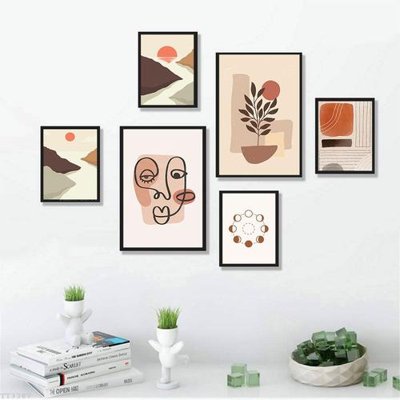 File tranh File tranh treo bộ 6 tấm tối giản Minimalist Art TT3387 (ảnh gốc) in trần 3D