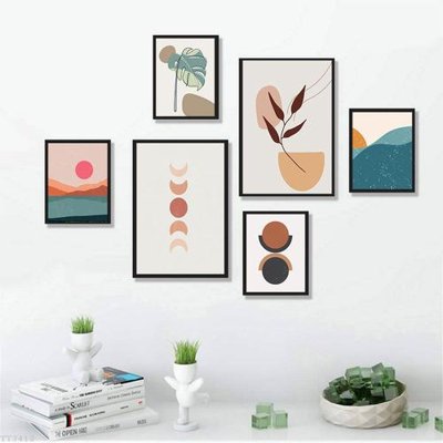 File tranh gốc in trần nhà File tranh treo bộ 6 tấm tối giản Minimalist Art TT3412 3D