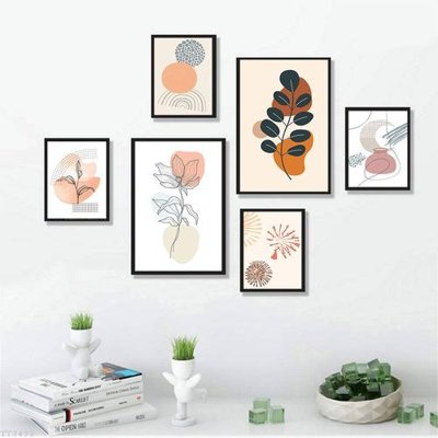 File tranh File tranh treo bộ 6 tấm tối giản Minimalist Art TT3432 (bản gốc) treo quán cafe