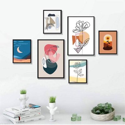 File tranh gốc in trần nhà File tranh treo bộ 6 tấm tối giản Minimalist Art TT3453 3D