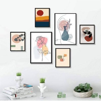 File in trần File tranh treo bộ 6 tấm tối giản Minimalist Art TT3464 (bản gốc) bầu trời