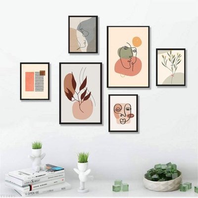 File in lụa File tranh treo bộ 6 tấm tối giản Minimalist Art TT3485 (phong cảnh) File tranh treo bộ 6 tấm tối giản Minimalist Art TT3485