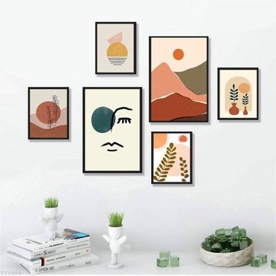 File tranh File tranh treo bộ 6 tấm tối giản Minimalist Art TT3504 (bản gốc) in lụa dán tường