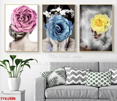 File tranh in tráng gương File bộ tranh treo tường decor TTK1358 (siêu nét)