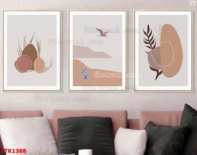 File in trần File bộ tranh treo tường decor TTK1388 (bản gốc) hoa văn
